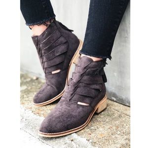 NEW! ✨Charcoal Suede Woven Booties